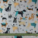 Light gray with dogs - 100% cotton