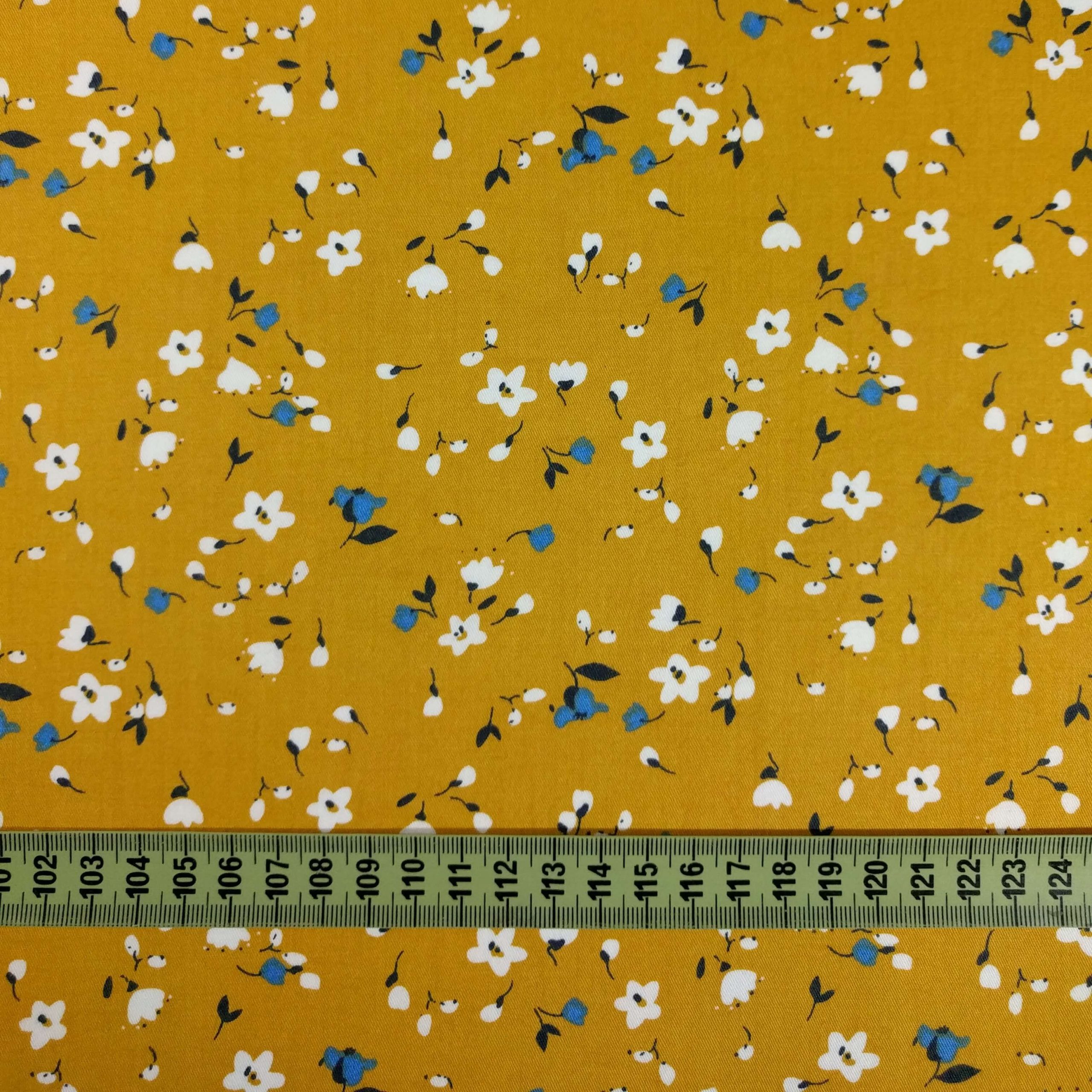 Yellow with flowers – 100% cotton