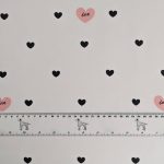 White with black hearts - 100% cotton